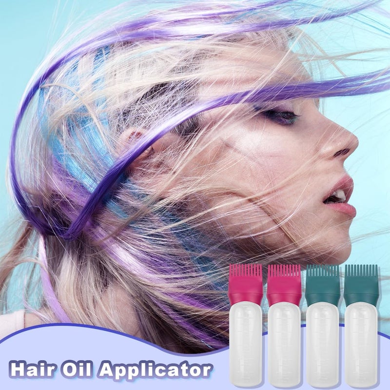 FZWONVUC 4 Pack Root Comb Applicator Bottle, Hair Oil Comb Applicator for Hair Dye, Shampoos, Salons (Red+Green) - Image 5